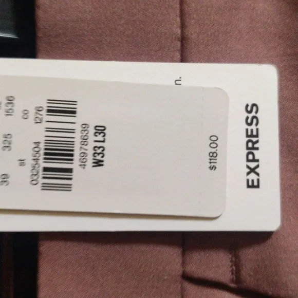Express Mens Dress Pants 33x30 Extra Slim Dusty Red Stretch Cotton Blend