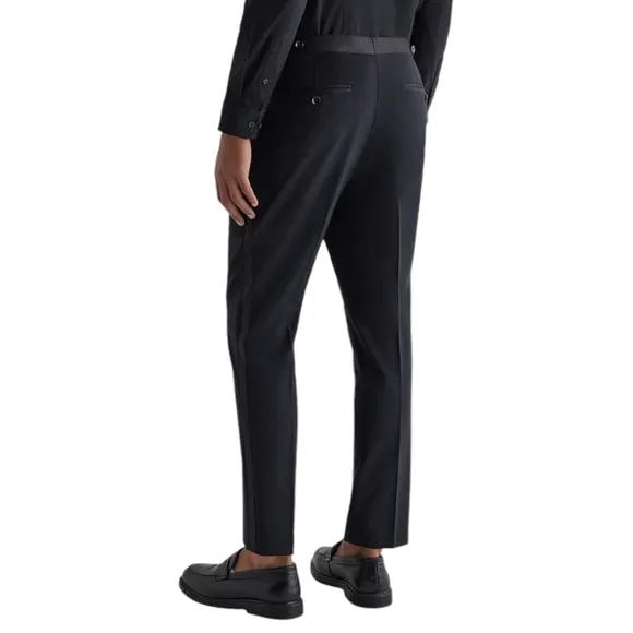 Express Mens Extra Slim Black Wool-Blend Tuxedo Pants 36x32