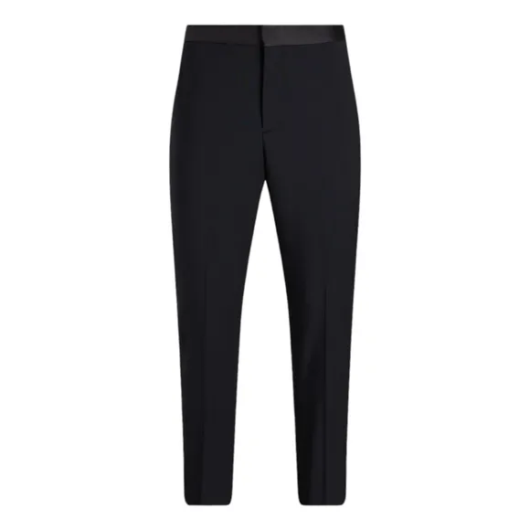 Express Mens Extra Slim Black Wool-Blend Tuxedo Pants 36x32