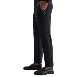 Express Mens Extra Slim Black Wool-Blend Tuxedo Pants 36x32