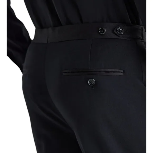 Express Mens Extra Slim Black Wool-Blend Tuxedo Pants 36x32