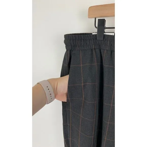 Express Mens Extra Slim Brown Plaid Luxe Comfort Soft Drawstring Dress Pant XL