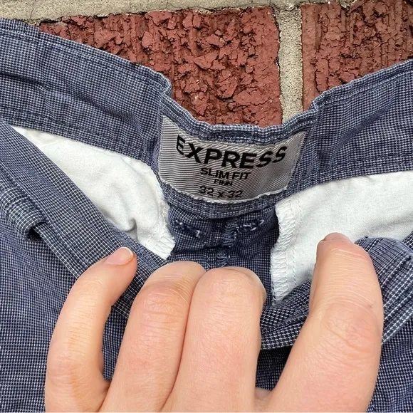 Express Mid Gray Slim Fit Finn Style Dress Pants Trousers