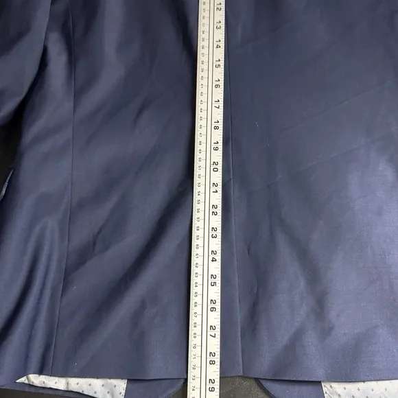 Express Photographer Suit Blazer Sport Coat 41R Solid Blue Wool Slim Fit