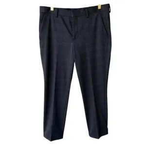 Express Slacks Dress Pants 31X30 Slim Fit Grey Blue Plaid Stretch Business Suits