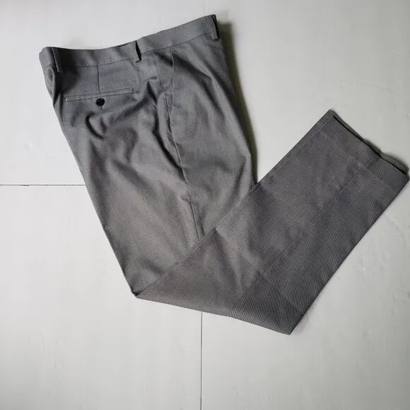 EXPRESS Slim Textured Cotton Blend Gray Dress Suit Pants