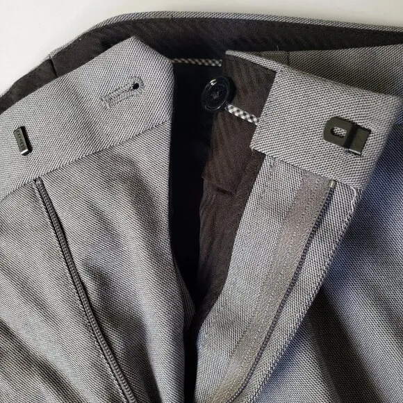 EXPRESS Slim Textured Cotton Blend Gray Dress Suit Pants