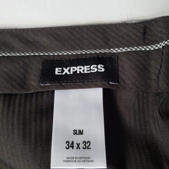 EXPRESS Slim Textured Cotton Blend Gray Dress Suit Pants