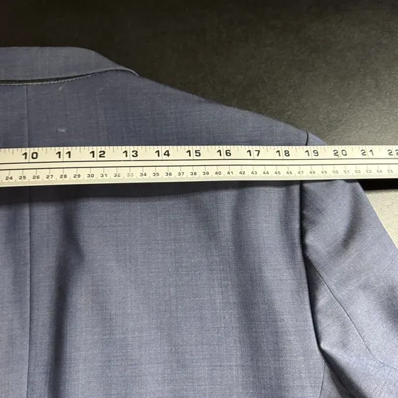Express Suit Blazer Sport Coat 42R Solid Blue Wool Slim Fit