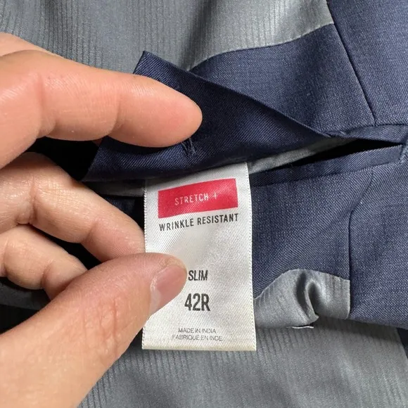 Express Suit Blazer Sport Coat 42R Solid Blue Wool Slim Fit