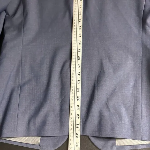 Express Suit Blazer Sport Coat 42R Solid Blue Wool Slim Fit