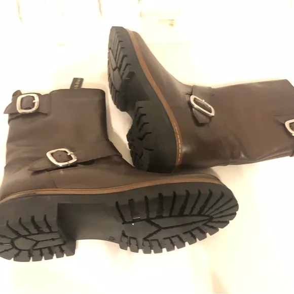 Fabianelli Made In Italy Leather Mid Lug Brown Booties Boots Size 9 /EU 40