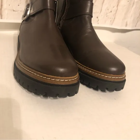 Fabianelli Made In Italy Leather Mid Lug Brown Booties Boots Size 9 /EU 40