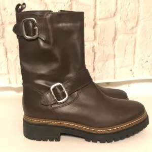 Fabianelli Made In Italy Leather Mid Lug Brown Booties Boots Size 9 /EU 40