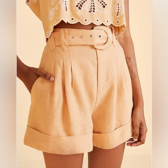 Farm Rio Beige Tailored Shorts