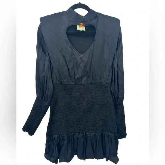 FARM RIO BLACK HEART NECKLINE MINI DRESS XS B318