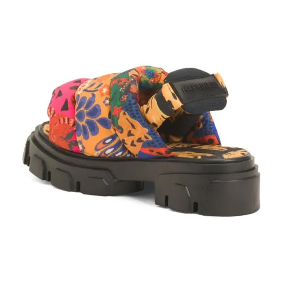 FARM Rio Brazil Scarf Prints Chunky Lug Shoes Puffy Sandals 7 8 9 11 New Box