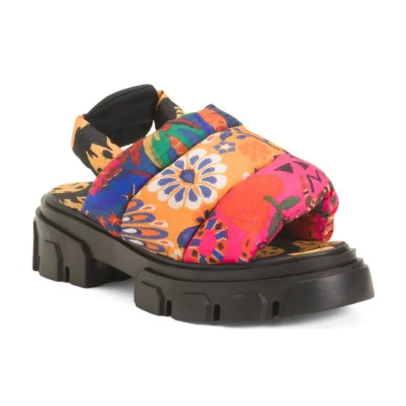 FARM Rio Brazil Scarf Prints Chunky Lug Shoes Puffy Sandals 7 8 9 11 New Box