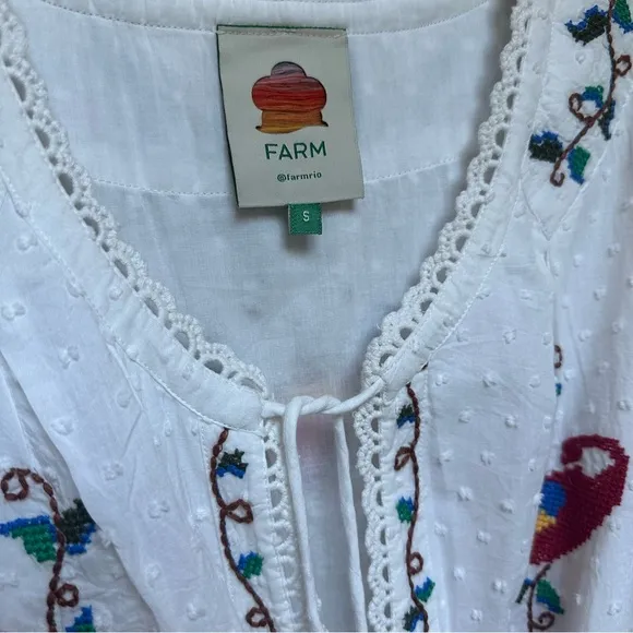 FARM Rio Macaw Cross Stitch Embroidered Mini Dress
