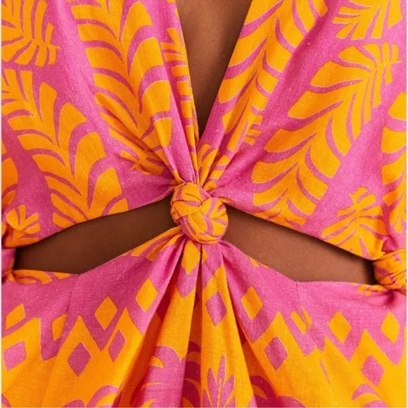 Farm Rio Orange Pineapple Love Mini Dress