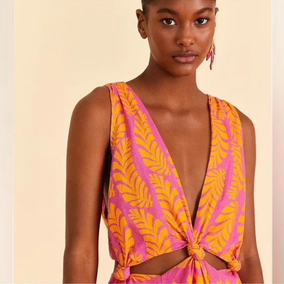 Farm Rio Orange Pineapple Love Mini Dress