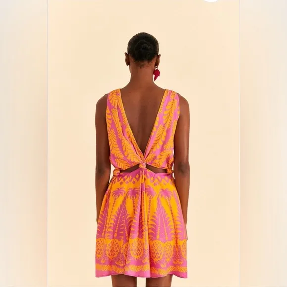 Farm Rio Orange Pineapple Love Mini Dress