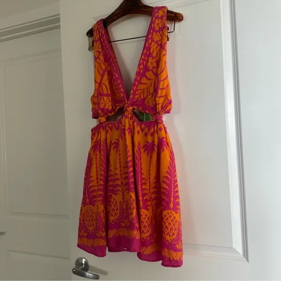 Farm Rio Orange Pineapple Love Mini Dress