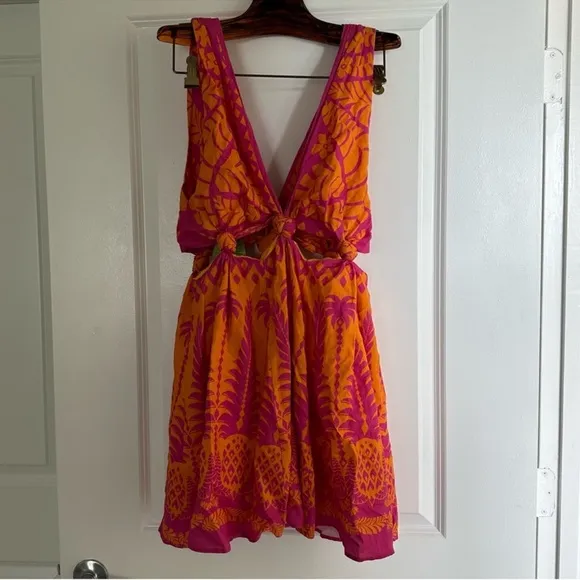 Farm Rio Orange Pineapple Love Mini Dress