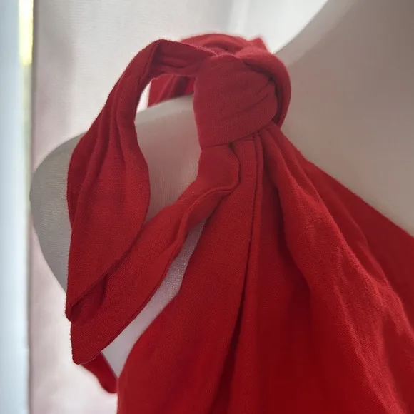 FARM RIO Red Midi Knot Dress, Small,$310