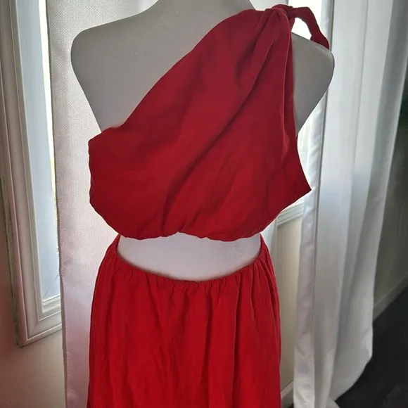 FARM RIO Red Midi Knot Dress, Small,$310
