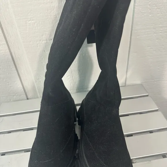 Farm Rio Shoes Farm Rio Black Suede Chunky Knee High Boots Size 6 NWOT
