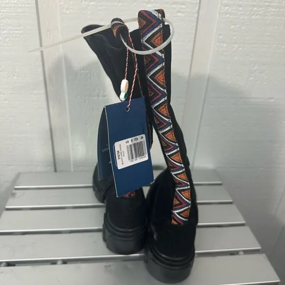 Farm Rio Shoes Farm Rio Black Suede Chunky Knee High Boots Size 6 NWOT