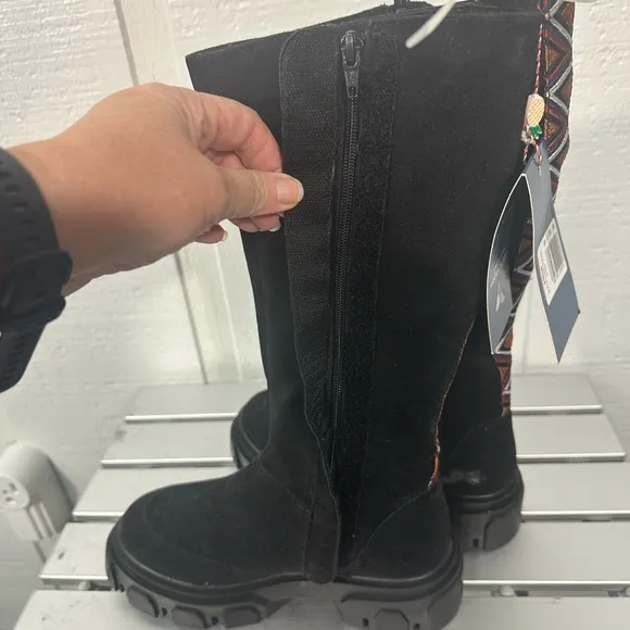 Farm Rio Shoes Farm Rio Black Suede Chunky Knee High Boots Size 6 NWOT
