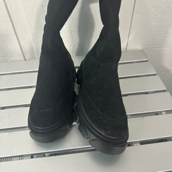 Farm Rio Shoes Farm Rio Black Suede Chunky Knee High Boots Size 6 NWOT