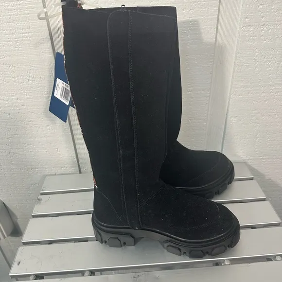 Farm Rio Shoes Farm Rio Black Suede Chunky Knee High Boots Size 6 NWOT