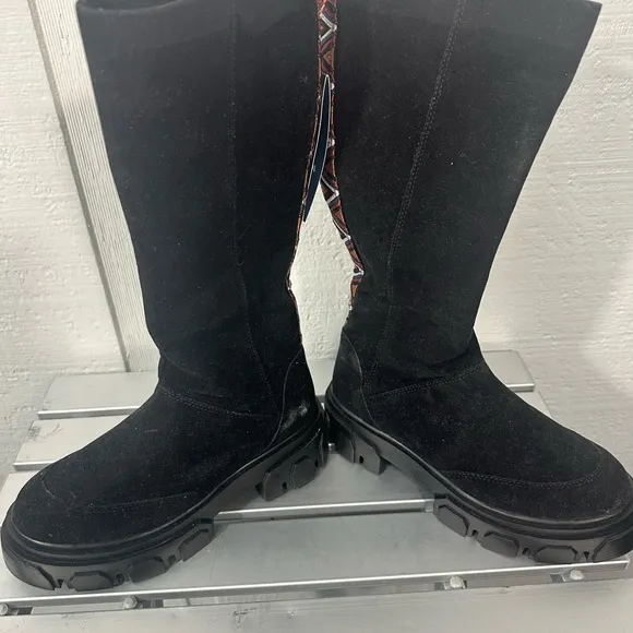 Farm Rio Shoes Farm Rio Black Suede Chunky Knee High Boots Size 6 NWOT