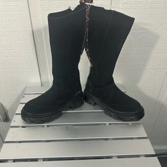 Farm Rio Shoes Farm Rio Black Suede Chunky Knee High Boots Size 6 NWOT
