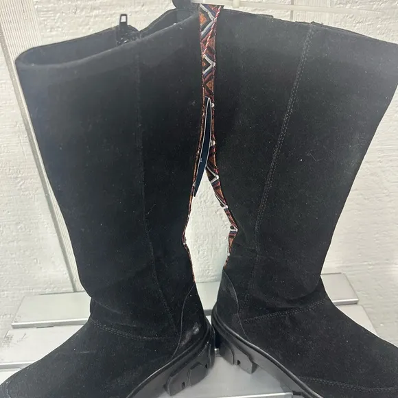 Farm Rio Shoes Farm Rio Black Suede Chunky Knee High Boots Size 6 NWOT