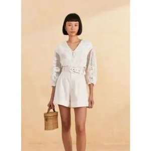 Farm Rio Tailored Pleated Linen Shorts Size Medium