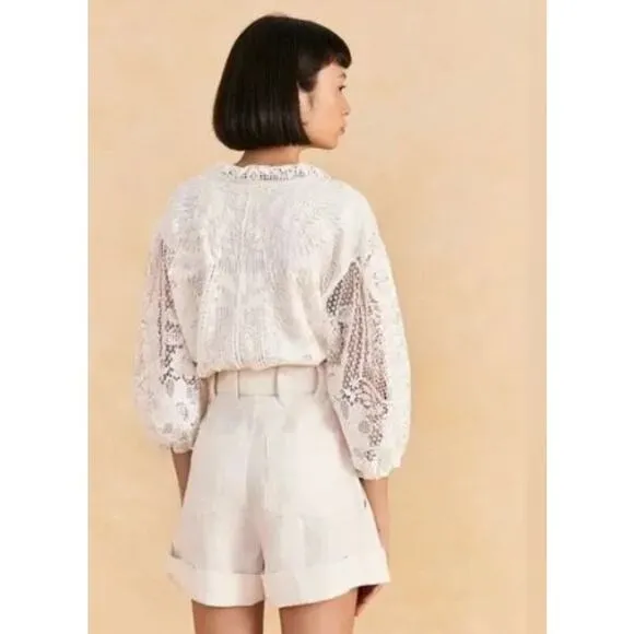 Farm Rio Tailored Pleated Linen Shorts Size Medium