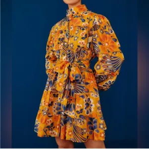FARM RIO Yellow Pineapple Flowers Mini Dress, SIZE SMALL 0835