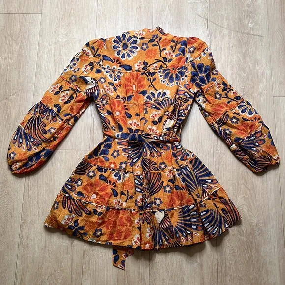 FARM RIO Yellow Pineapple Flowers Mini Dress, SIZE SMALL 0835