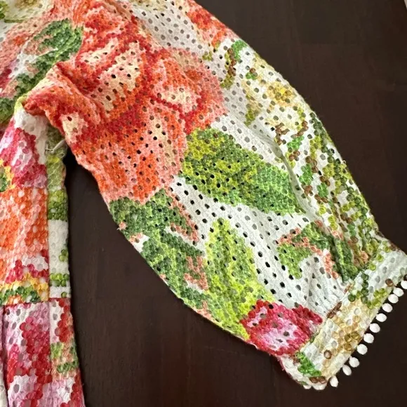 FARM RIOVintage Floral Eyelet Mini Dress In Multi (D6)