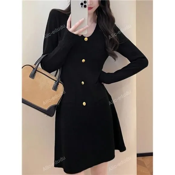 Fashionable Slim Fit Knitted Sweater Dress, Spring/Fall