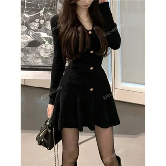 Fashionable Slim Fit Knitted Sweater Dress, Spring/Fall