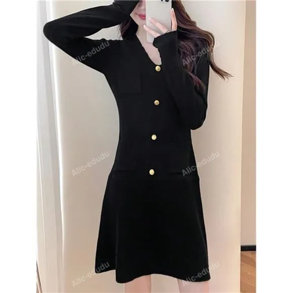 Fashionable Slim Fit Knitted Sweater Dress, Spring/Fall