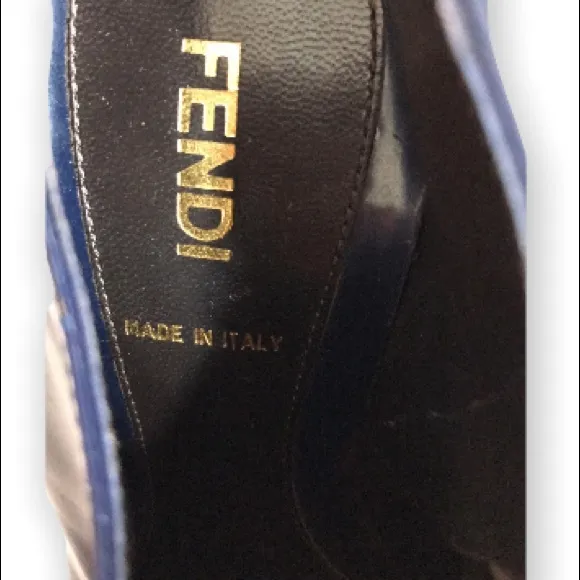 FENDI Navy Patent Leather  Peep-Toe Platform Ankle Booties:Size:36.5..US(5.5)