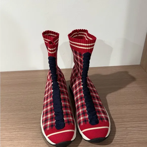 Fendi Red and Black Boots with Waterproof Design