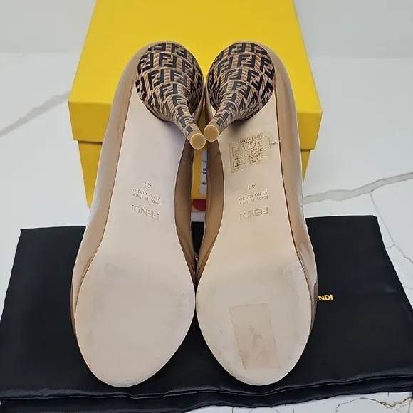 Fendi Women's Tan Patent Leather Pumps