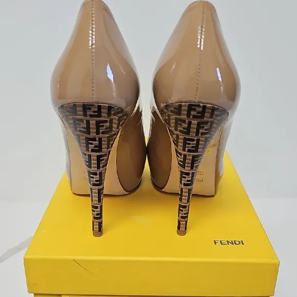 Fendi Women's Tan Patent Leather Pumps